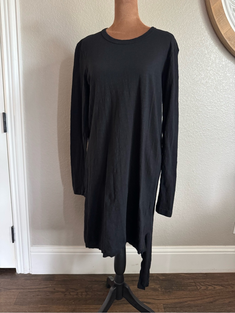 WILT Extreme Slant Hem Dress Black 100% Cotton USA Made S Slub Cotton Jersey